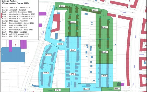Karte Bauabschnittsplan Fernwärmeausbau Philosophenviertel Kiel