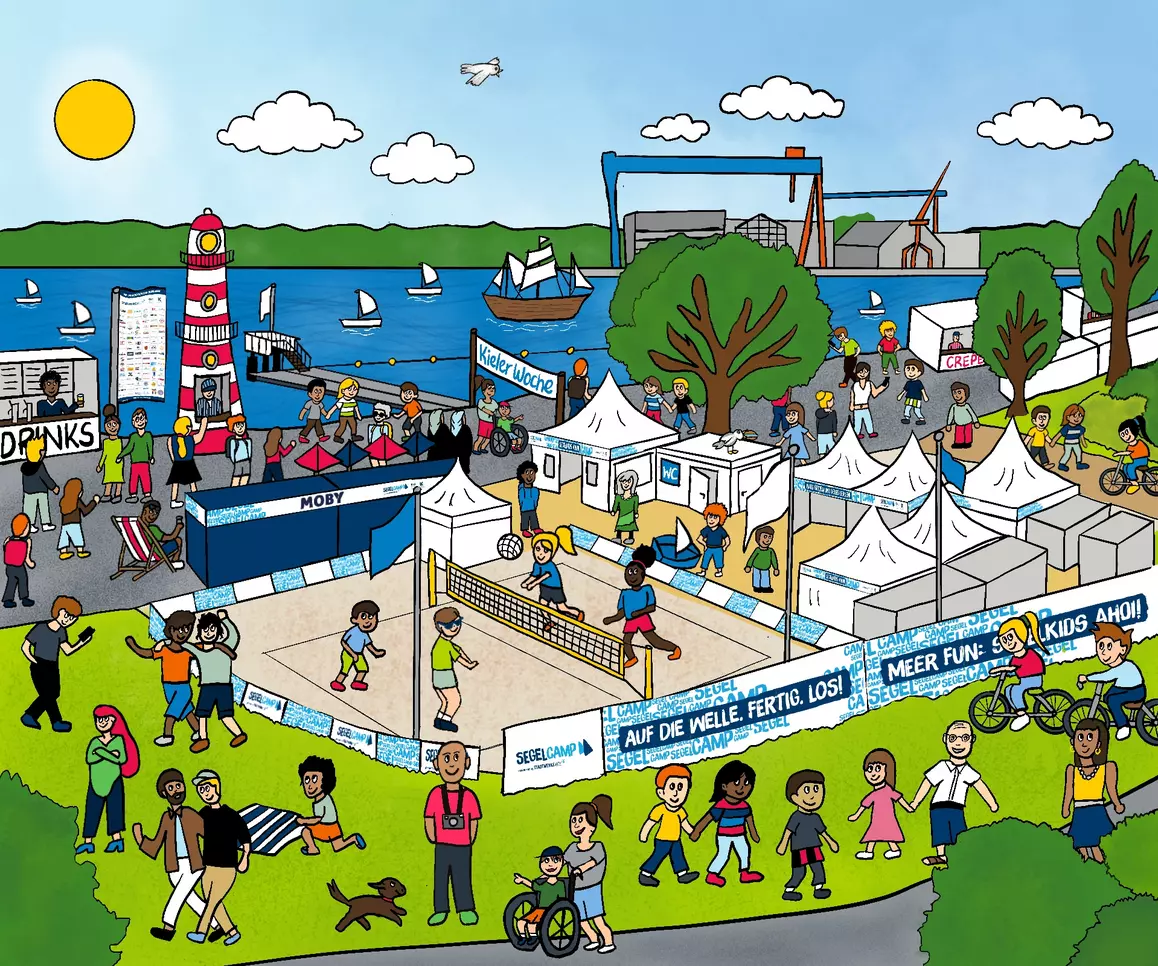 Wimmelbild Kieler Woche Kiellinie
