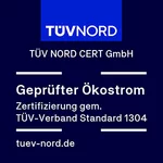 Siegel TÜV Nord über geprüften Okostrom