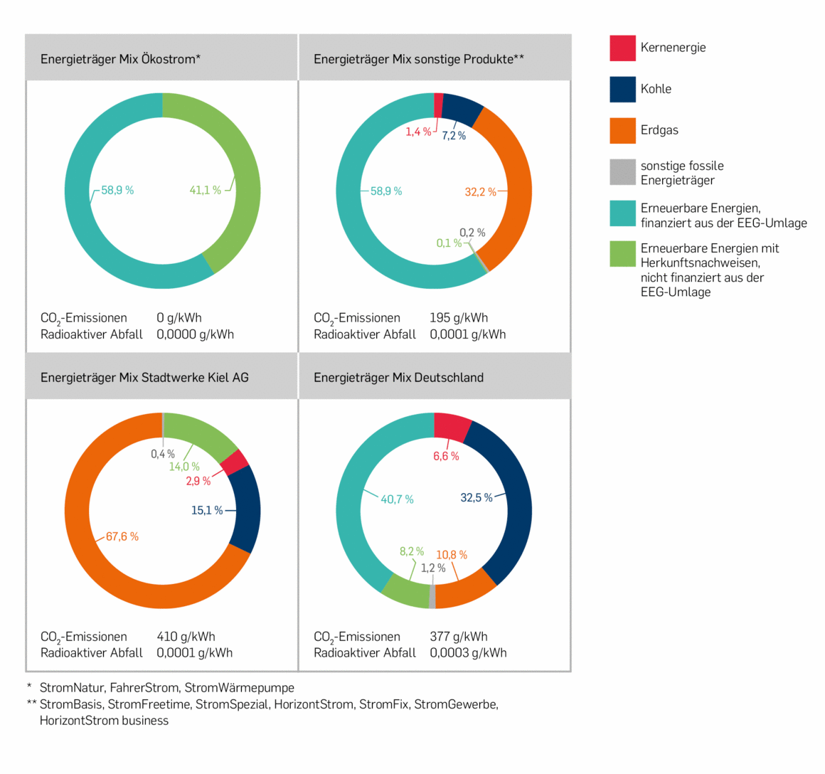 Ringdiagramm zum Strommix im Jahr 2022